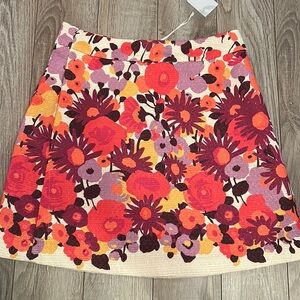 NWOT Flora Bea Dixie Skirt Tweed Floral with Gold Lurex - Small